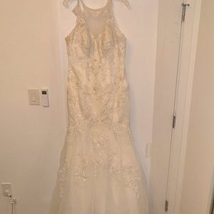 Soft White Trumpet Style Wedding Dress - Size 10